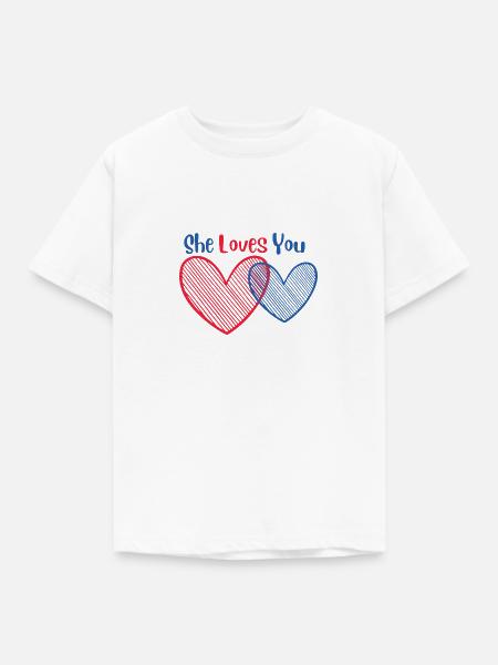 Sie liebt dich - Kinder T-Shirt - Weiß