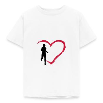 Laufen, Läuferin und Herz - Kinder T-Shirt - Weiß - Vorne - AI Model Kid Male (0cm)