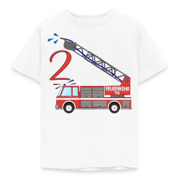 Feuerwehrauto 2. Geburtstag - Kinder T-Shirt - Weiß - Vorne - AI Model Kid Male (0cm)