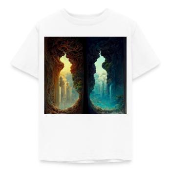 Dimensionsriss - Kinder T-Shirt - Weiß - Vorne - AI Model Kid Male (0cm)