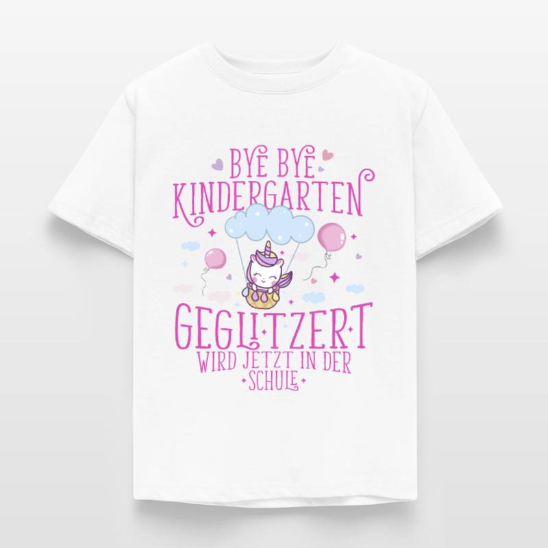 Bye Bye Kindergarten geglitzert wird in der Schule Kinder T-Shirt