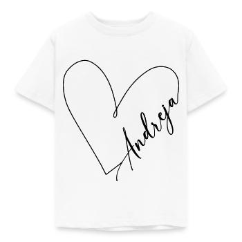 Andreja Name Herzlinie - Kinder T-Shirt - Weiß - Vorne - AI Model Kid Male (0cm)
