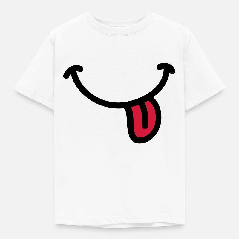 Smiley grin tunge - Børne-T-shirt - hvid