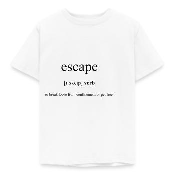 Escape | entkommen Definition Dictionary - Kinder T-Shirt - Weiß - Vorne - AI Model Kid Male (0cm)