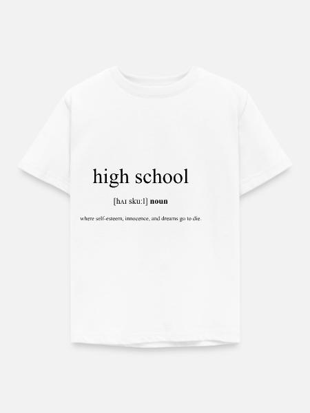High School (Hochschule) Definition Dictionary - Kinder T-Shirt - Weiß