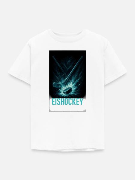 Eishockey Kraft: Schläger & Puck - Kinder T-Shirt - Weiß