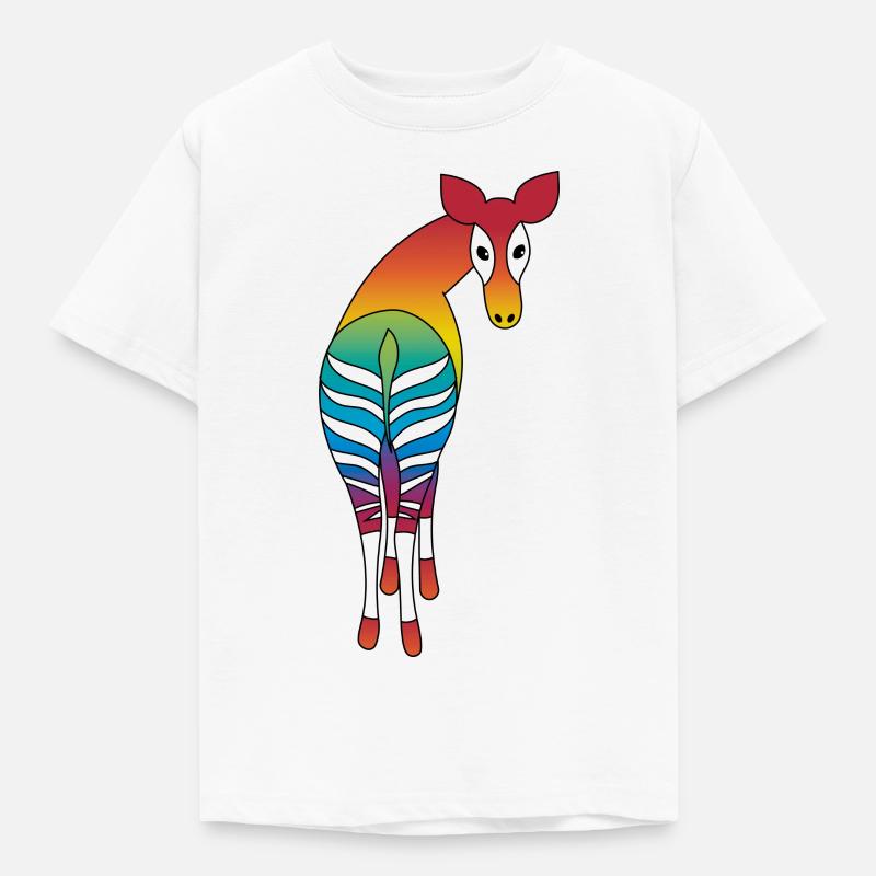 Rainbow Okapi - Kids' T-Shirt - white