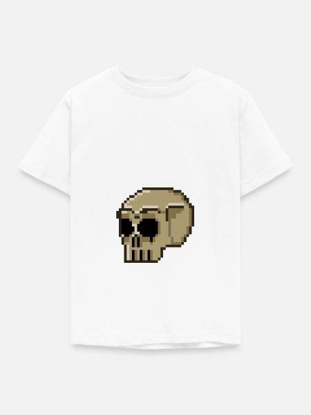 Pixel-Schädel - Kinder T-Shirt - Weiß