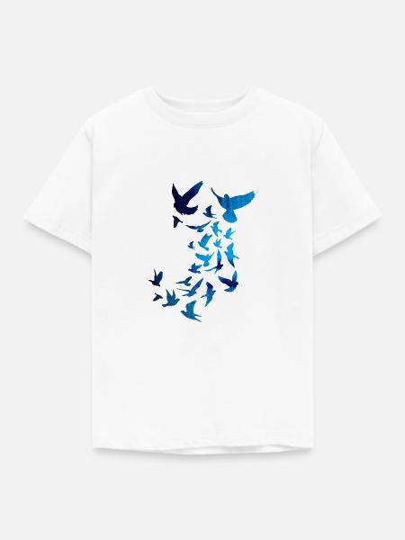 tauben,taube,vögel,vogelschwarm,bunt,graffiti, - Kinder T-Shirt - Weiß