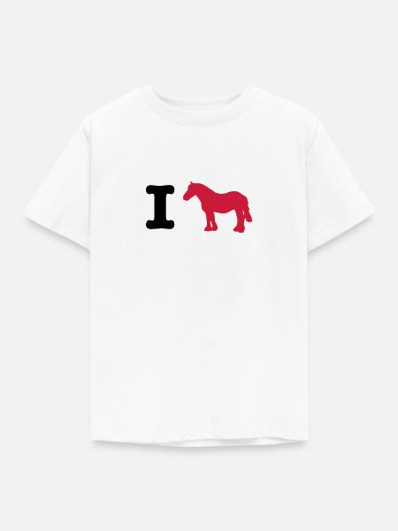 Ich liebe Reiten Kaltblut - Kinder T-Shirt - Weiß