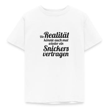 Die Realität könnte ein Snickers vertragen - Kinder T-Shirt - Weiß - Vorne - AI Model Kid Male (0cm)
