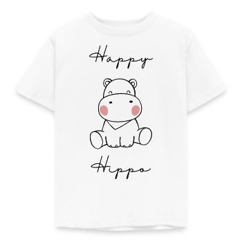 Happy Hippo - Kinder T-Shirt - Weiß - Vorne - AI Model Kid Male (0cm)
