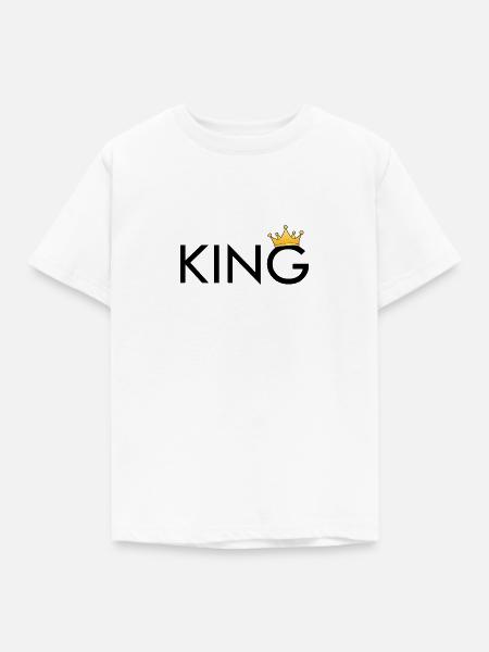 KING mit Krone - Kinder T-Shirt - Weiß