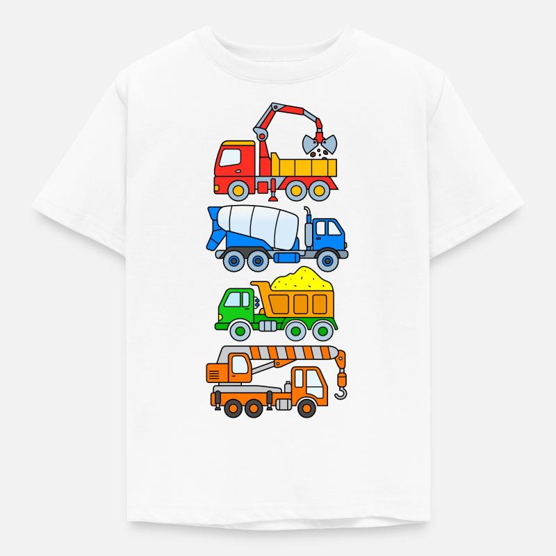 Chantier de construction de camions KInder - T-shirt Enfant - blanc