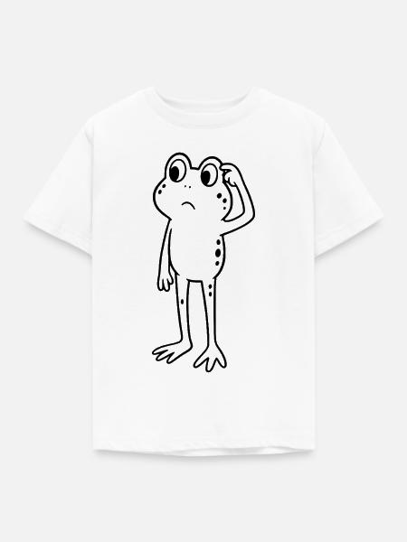 Frosch grübeln überlegen - Kinder T-Shirt - Weiß