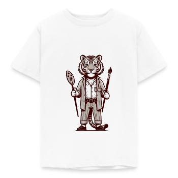 Cute Tiger Artist - Kinder T-Shirt - Weiß - Vorne - AI Model Kid Male (0cm)