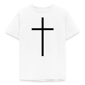 Schmales Kreuz schwarz - Kinder T-Shirt - Weiß - Vorne - AI Model Kid Male (0cm)