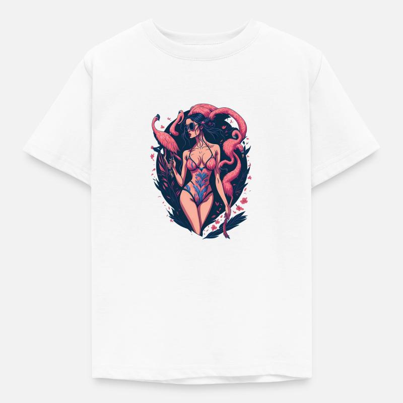 Flamingo-Mädchen - Kinder T-Shirt - Weiß