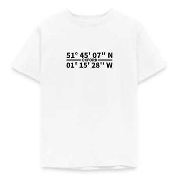 Oxford Koordinaten - Kinder T-Shirt - Weiß - Vorne - AI Model Kid Male (0cm)