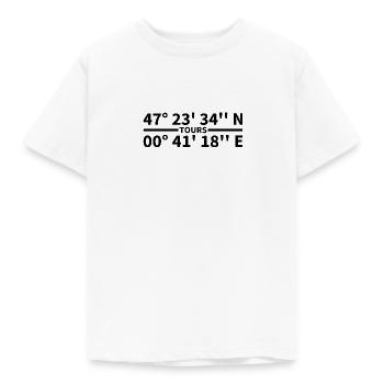 Tours Koordinaten - Kinder T-Shirt - Weiß - Vorne - AI Model Kid Male (0cm)