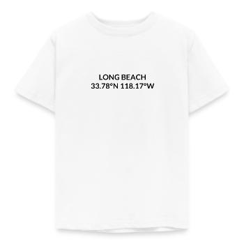 Long Beach California USA Koordinaten - Kinder T-Shirt - Weiß - Vorne - AI Model Kid Male (0cm)