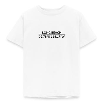 Long Beach California USA Koordinaten - Kinder T-Shirt - Weiß - Vorne - AI Model Kid Male (0cm)