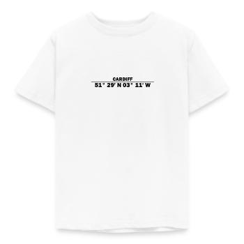 Cardiff coordinates - Kids' T-Shirt - white - Front - AI Model Kid Male (0cm)