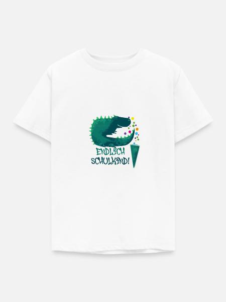 dinoschulkind,dinosaurier,endlich schulkind - Kinder T-Shirt - Weiß