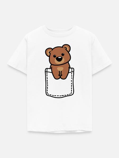 Kuschelbär Illustration Purist - Kinder T-Shirt - Weiß