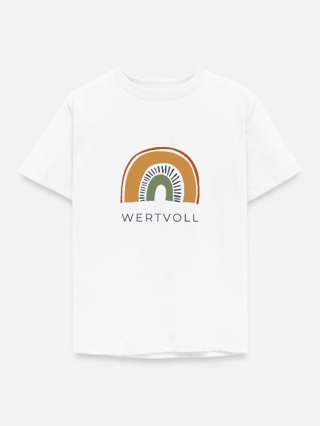 WERTVOLL - Regenbogen - Kinder T-Shirt - Weiß