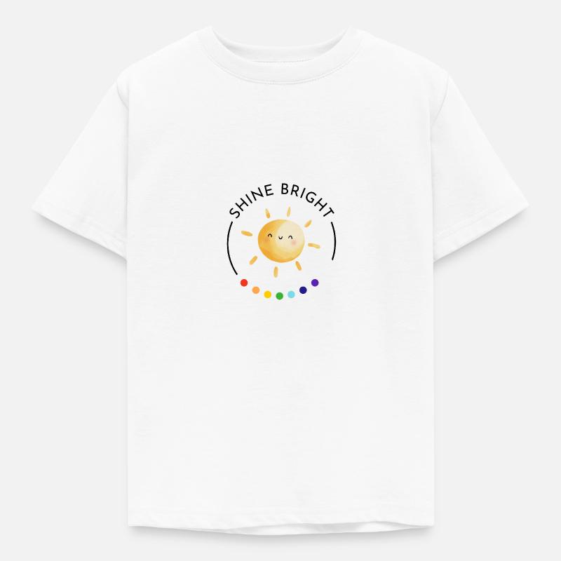 shine bright - Regenbogen und Sonne - Kinder T-Shirt - Weiß