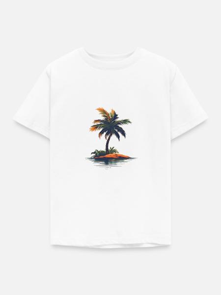 Insel mit Palme - Kinder T-Shirt - Weiß