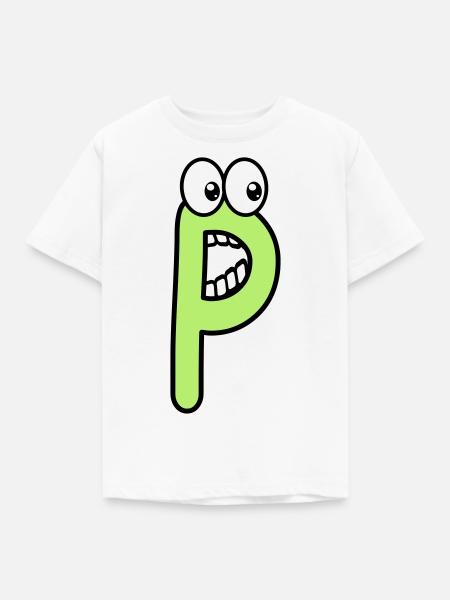 P - letter P with eyes 👀 - Kids' T-Shirt - white