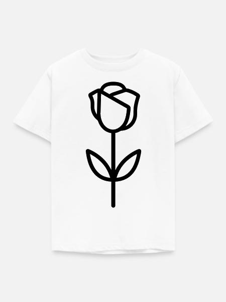 Rosa Blume - Kinder T-Shirt - Weiß