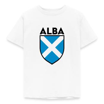 Alba Saltire Flag Shield (Contour noir) - T-shirt Enfant - blanc - Devant - AI Model Kid Male (0cm)