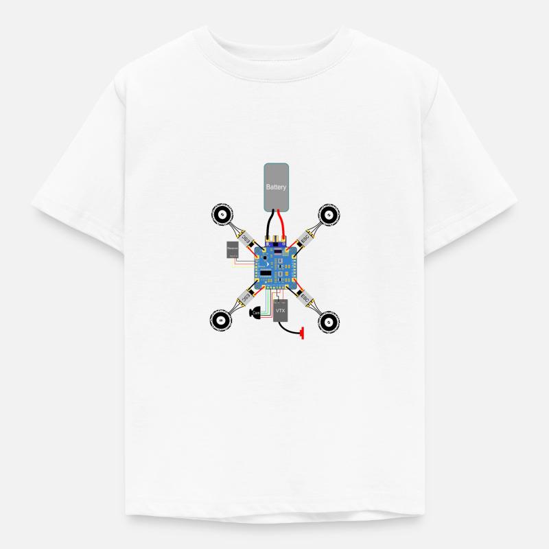 Copter Construction, FPV Copter FC, Esc, Engine, Drone - Kids' T-Shirt - white
