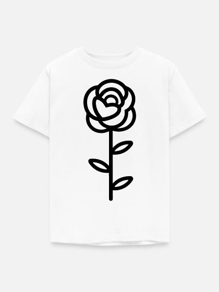 Rosa Blume - Kinder T-Shirt - Weiß