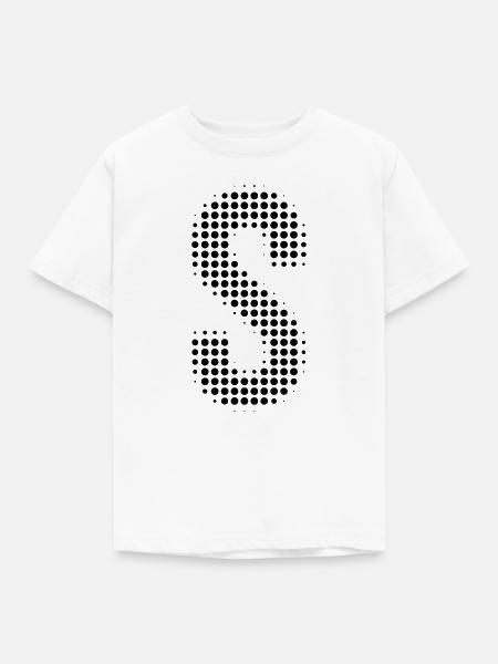 Buchstabe S – Punktmuster Initial Design - Kinder T-Shirt - Weiß