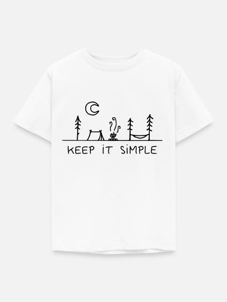 Keep it simple - Camping - Camper - Wald - Urlaub - Kinder T-Shirt - Weiß