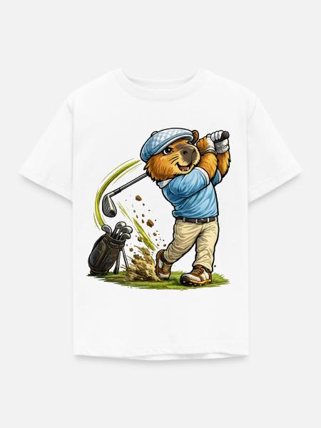 Süßes Capybara beim Golf - Kinder T-Shirt - Weiß