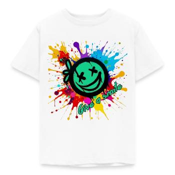 smile - give a smile - Kids' T-Shirt - white - Front - AI Model Kid Male (0cm)
