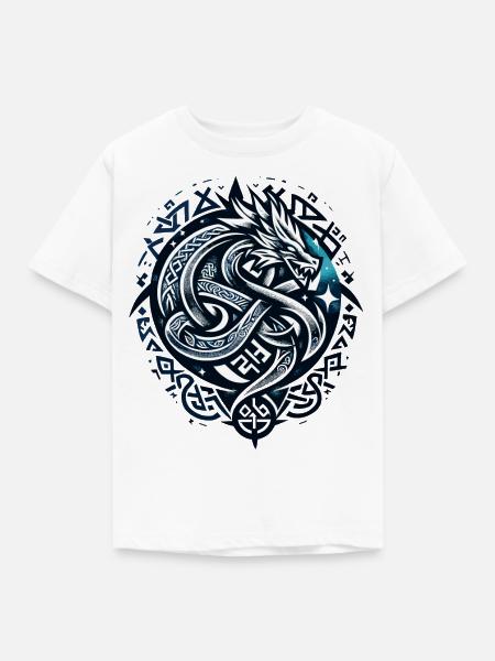 Keltische Drachenmajestät - Kinder T-Shirt - Weiß