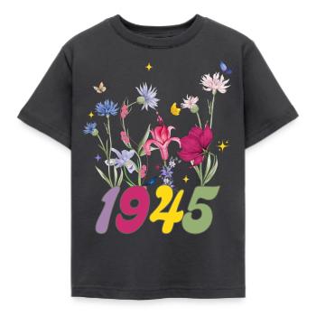 Année de naissance 1945 fleurs sauvages - T-shirt Enfant - charbon - Devant - AI Model Kid Female (0cm)