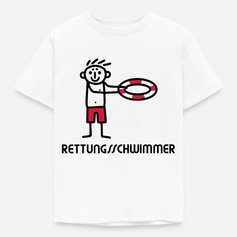 Strichmännchen Rettungsschwimmer - V2 - Kinder T-Shirt - Weiß