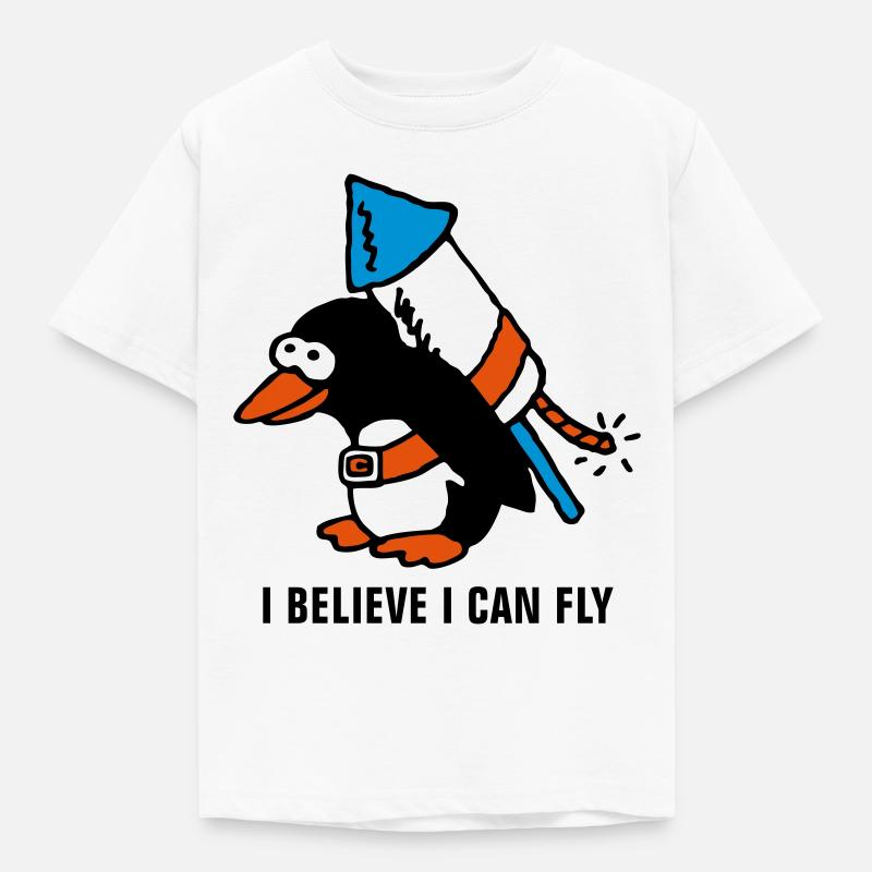 rocket_pinguin_white_b_3c - Kids' T-Shirt - white