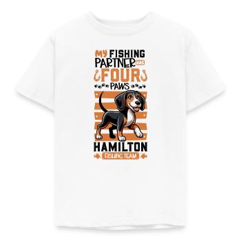 Fishing and Hanoverian Scent Hound - Kids' T-Shirt - white - Front - AI Model Kid Male (0cm)