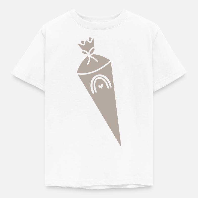 Schultüte Regenbogen einfärbig - Kinder T-Shirt - Weiß
