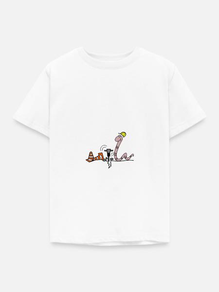 Wurm Bauarbeiter - Kinder T-Shirt - Weiß