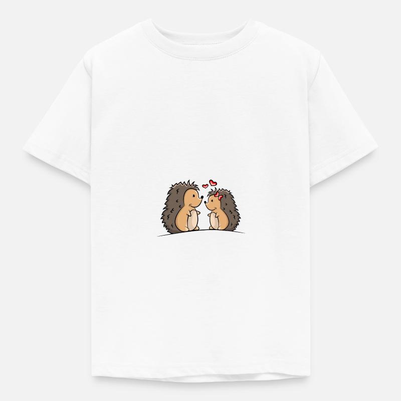 Igel Paar mit Herzen - Kinder T-Shirt - Weiß