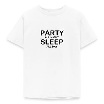 Feiern Sie die ganze Nacht, schlafen Sie den ganzen Tag - Kinder T-Shirt - Weiß - Vorne - AI Model Kid Male (0cm)